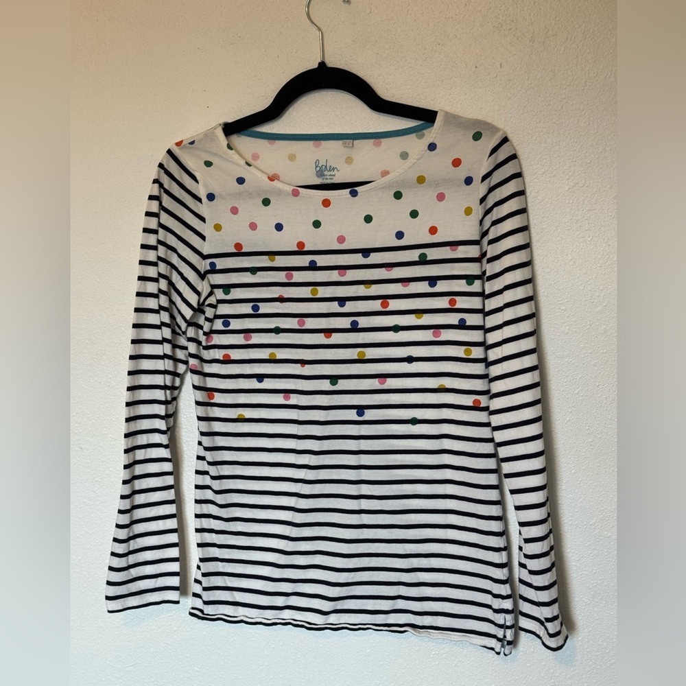 Boden women’s size 6 Multicolor Polka Dot and Stripe Top